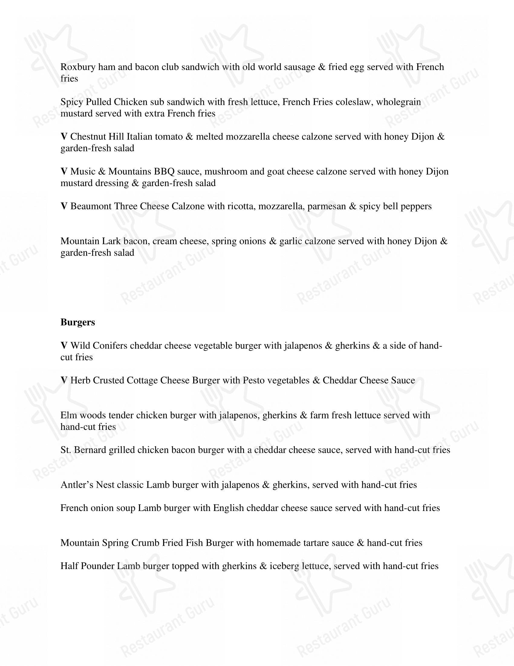 Music & Mountains - Hillside Cafe & Cocktail Bar menu - 菜单