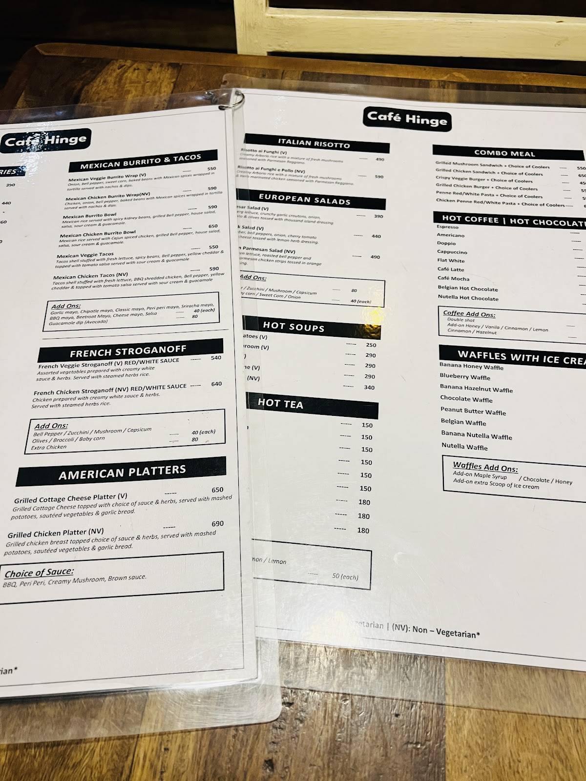 Cafe Hinge menu
