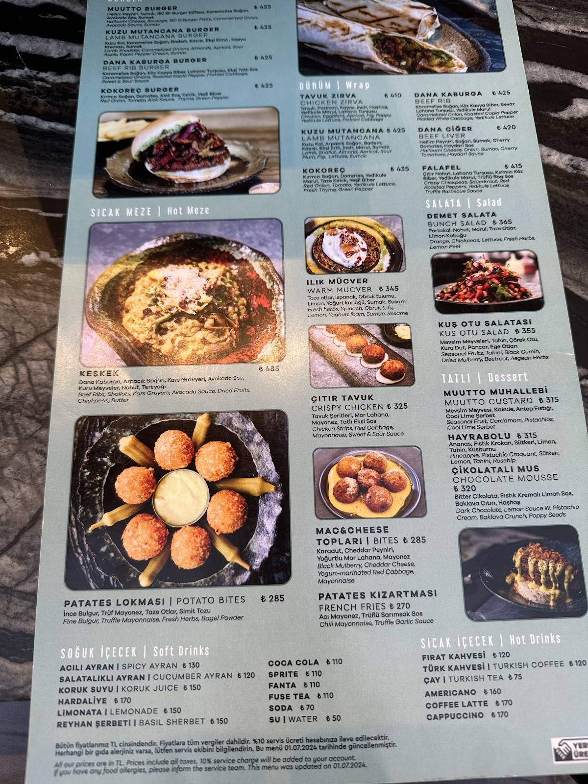 Menu de Muutto Street Food Moda