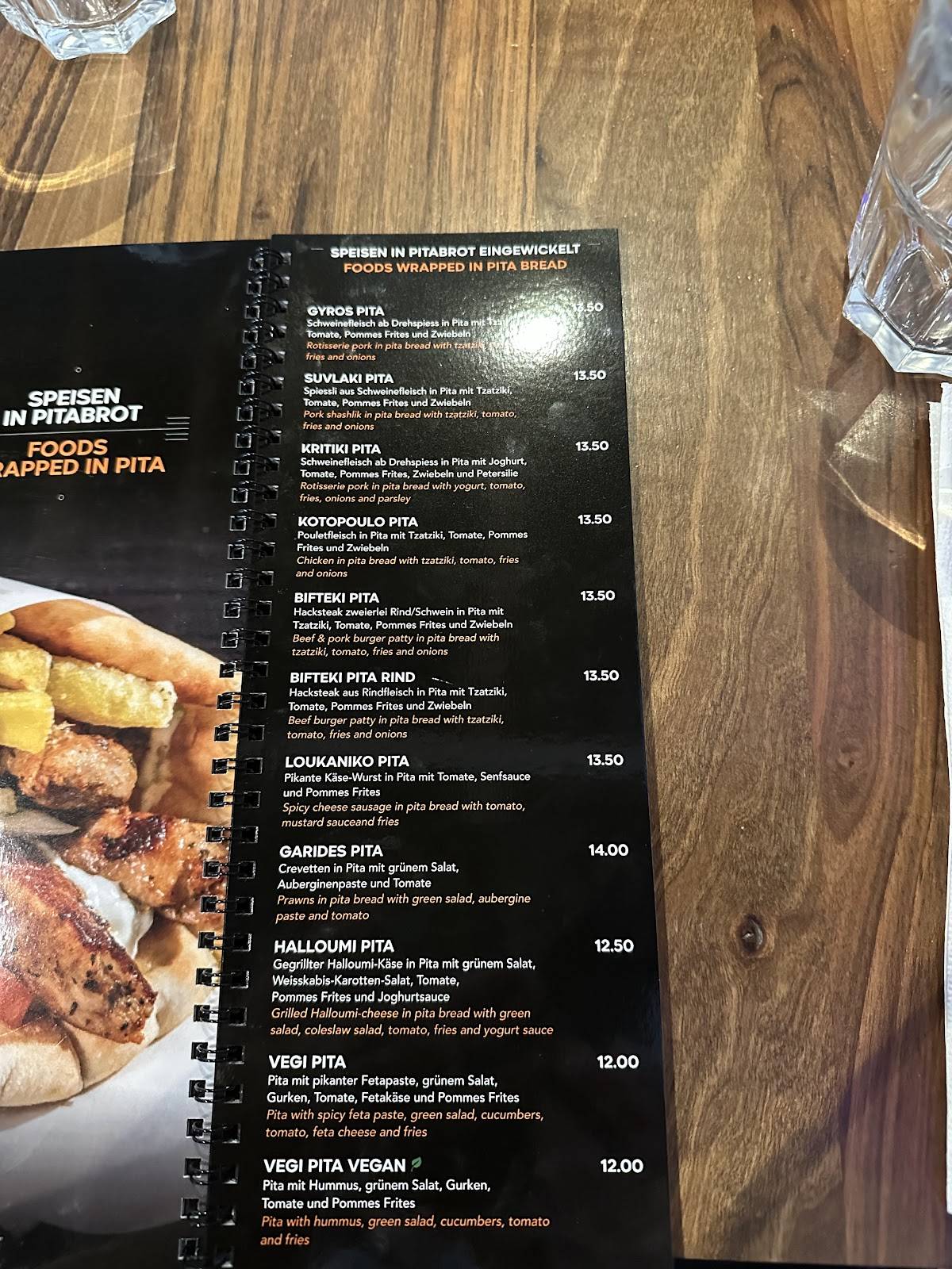 Menu de Mythos