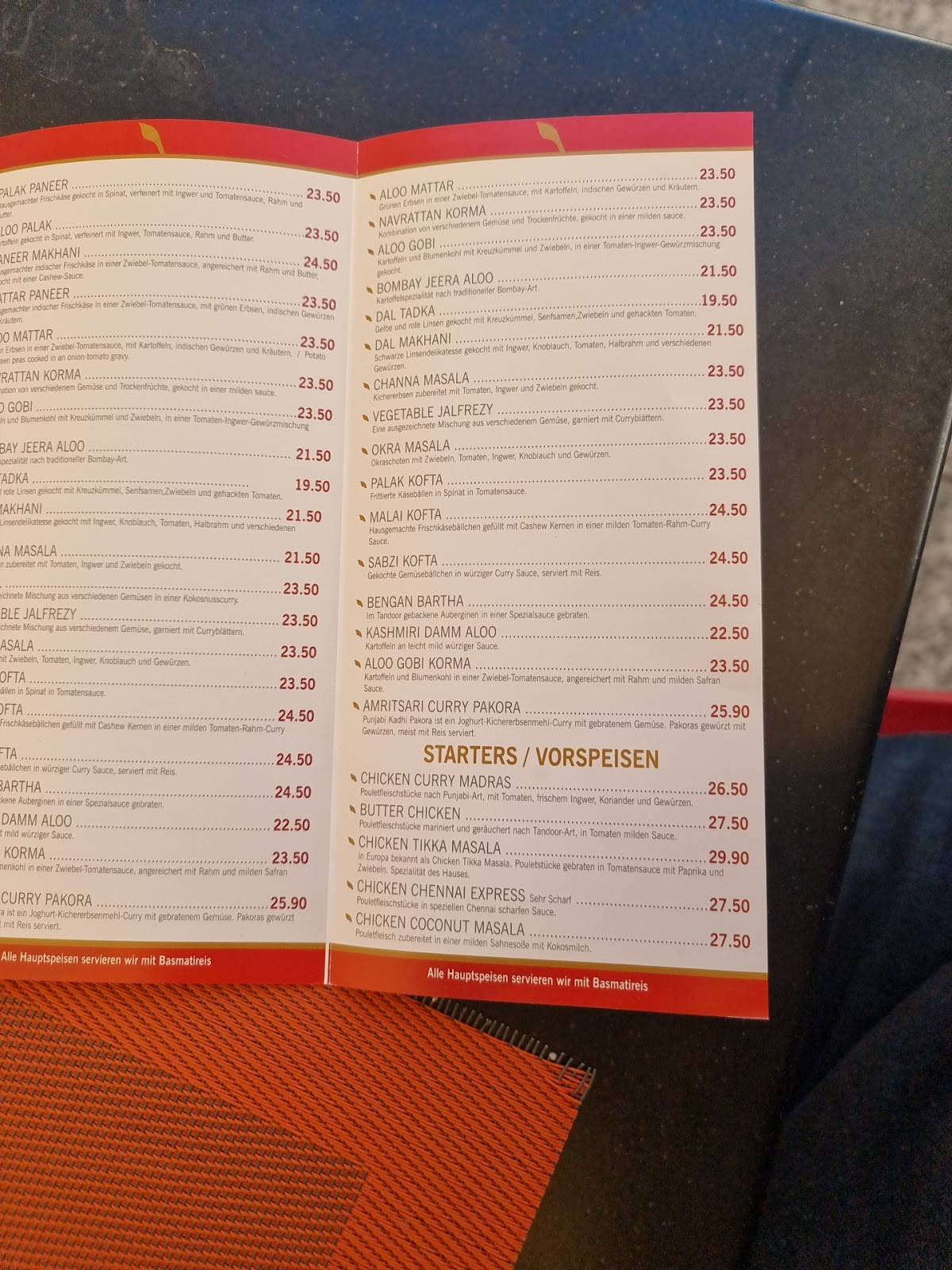 Menu di NAMASTE INDIA CITY 
