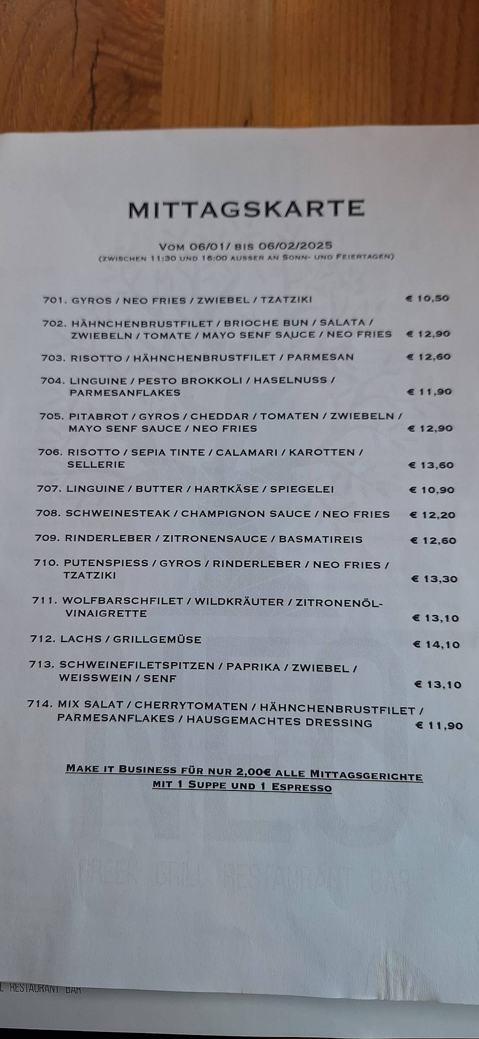 Menu de NEO Greek Grill Bar