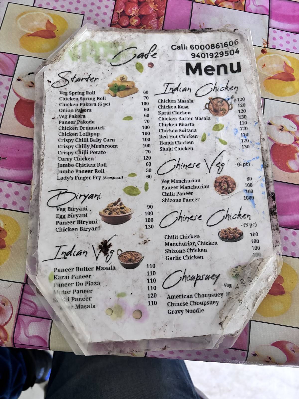 NIT's Cafe menu