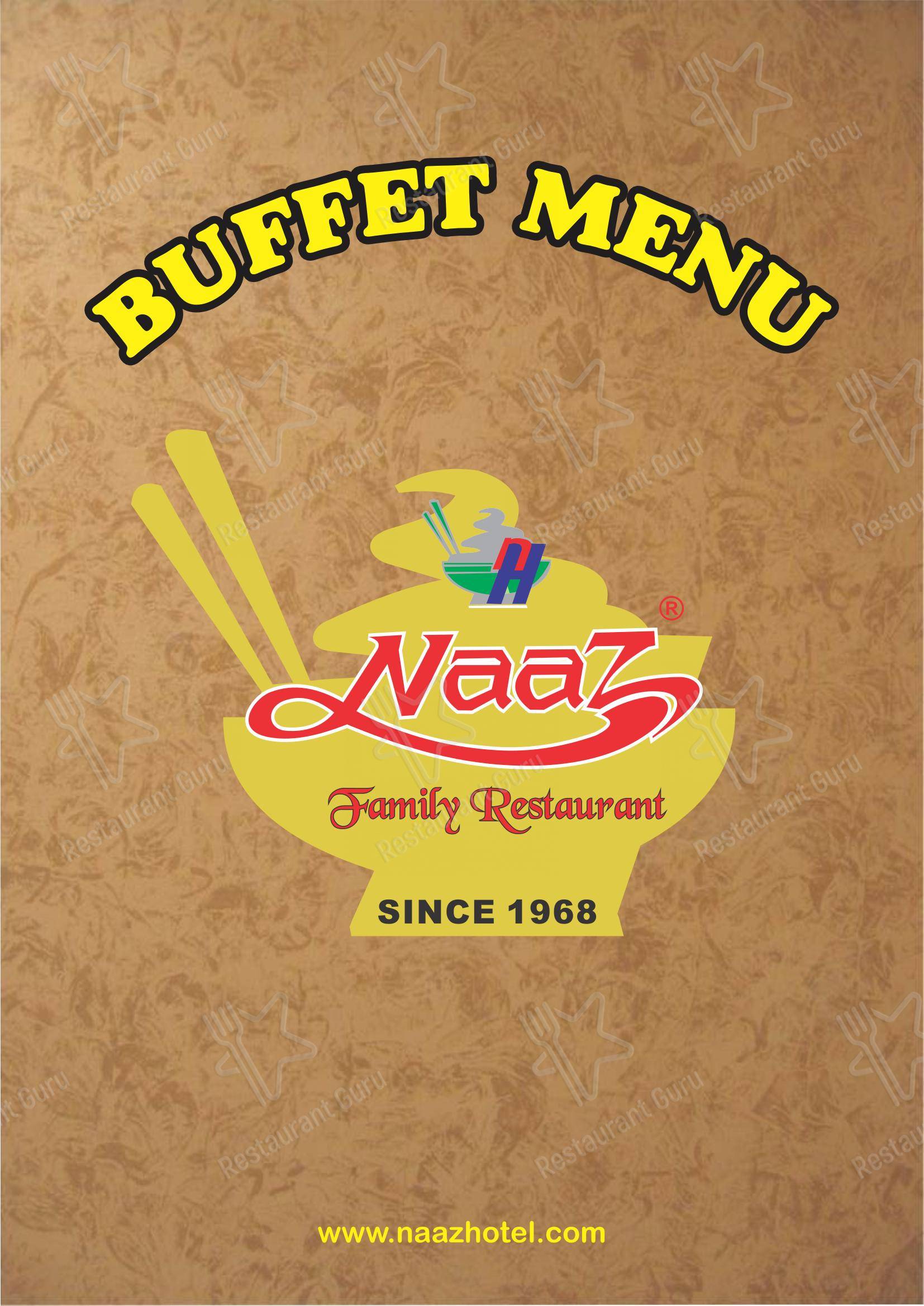 Menu for the Naaz Hotel Family Restaurant restaurant
