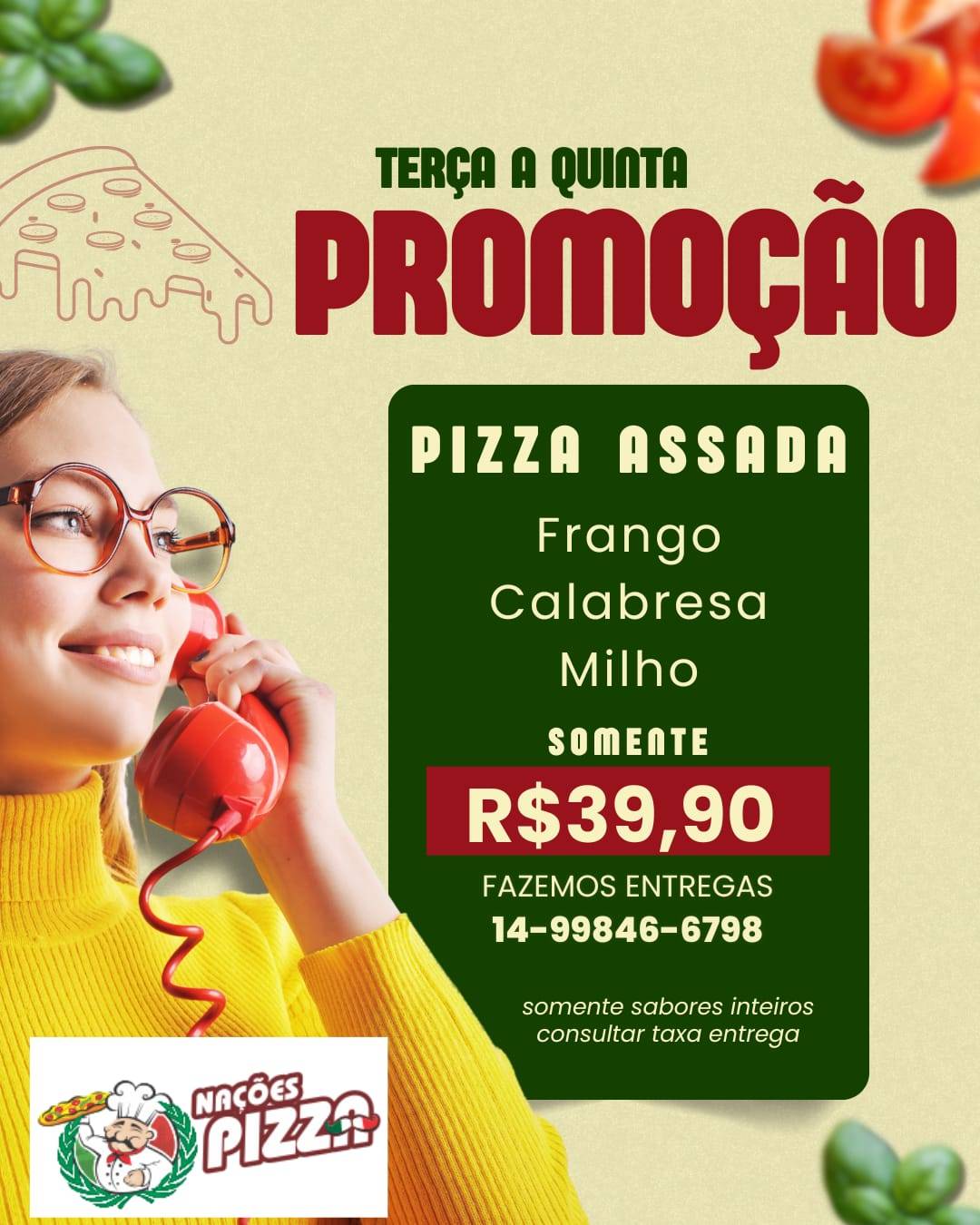 Nações Pizza Bauru cardápio
