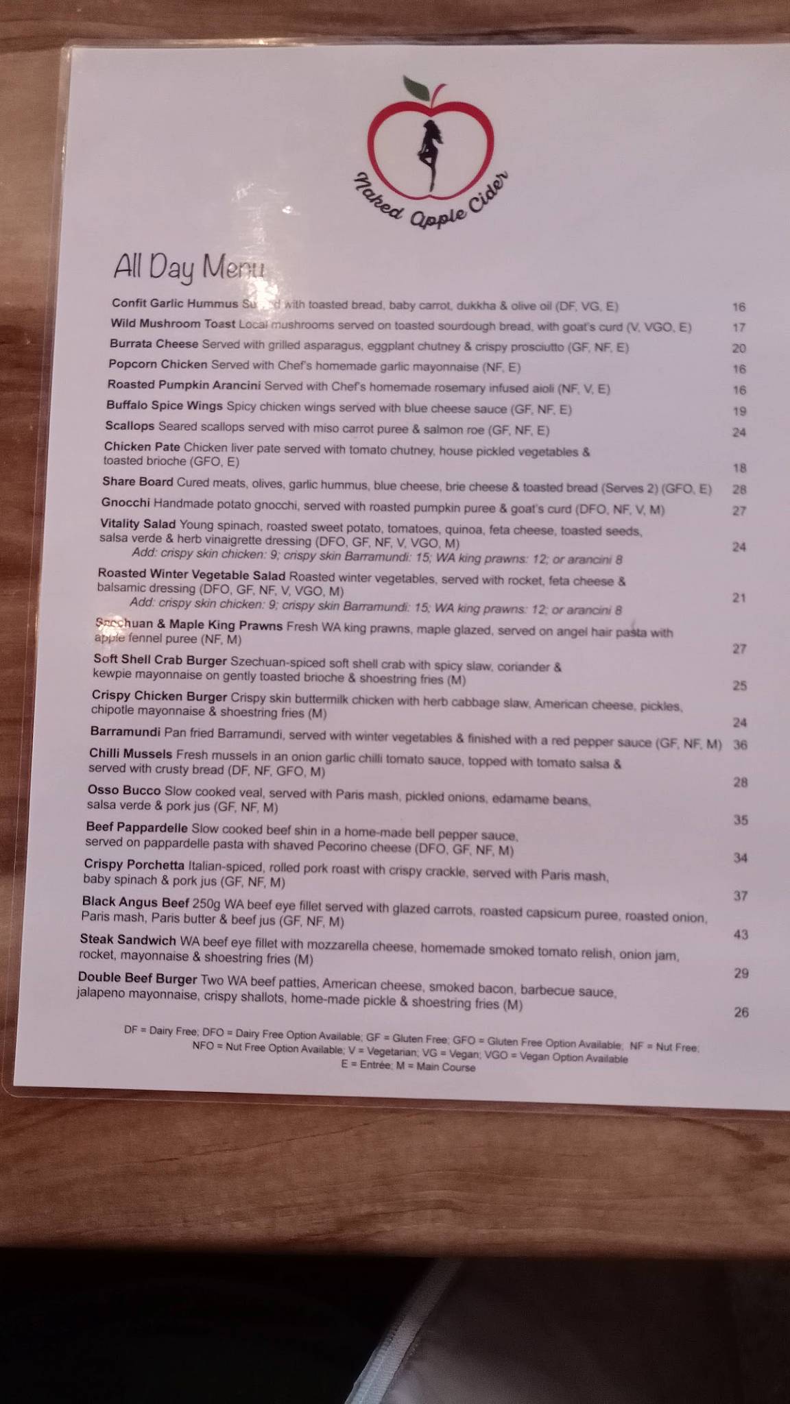 Menu At Naked Apple Cider House Restaurant Karragullen