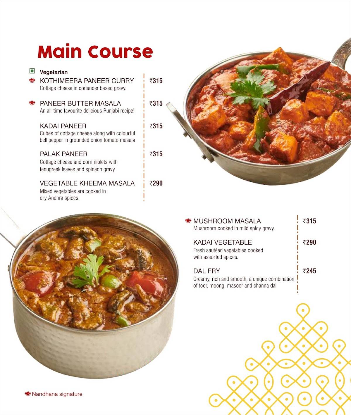 Nandhana Palace - Andhra Style Restaurant - OMR menu