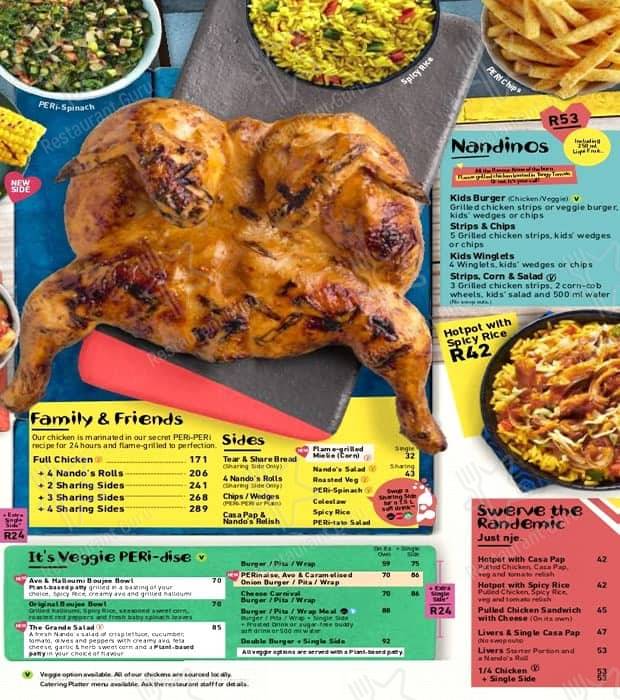 Menu de Nando's Newlands West