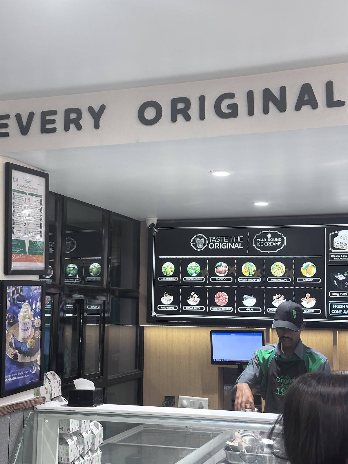 Naturals Ice Cream menu