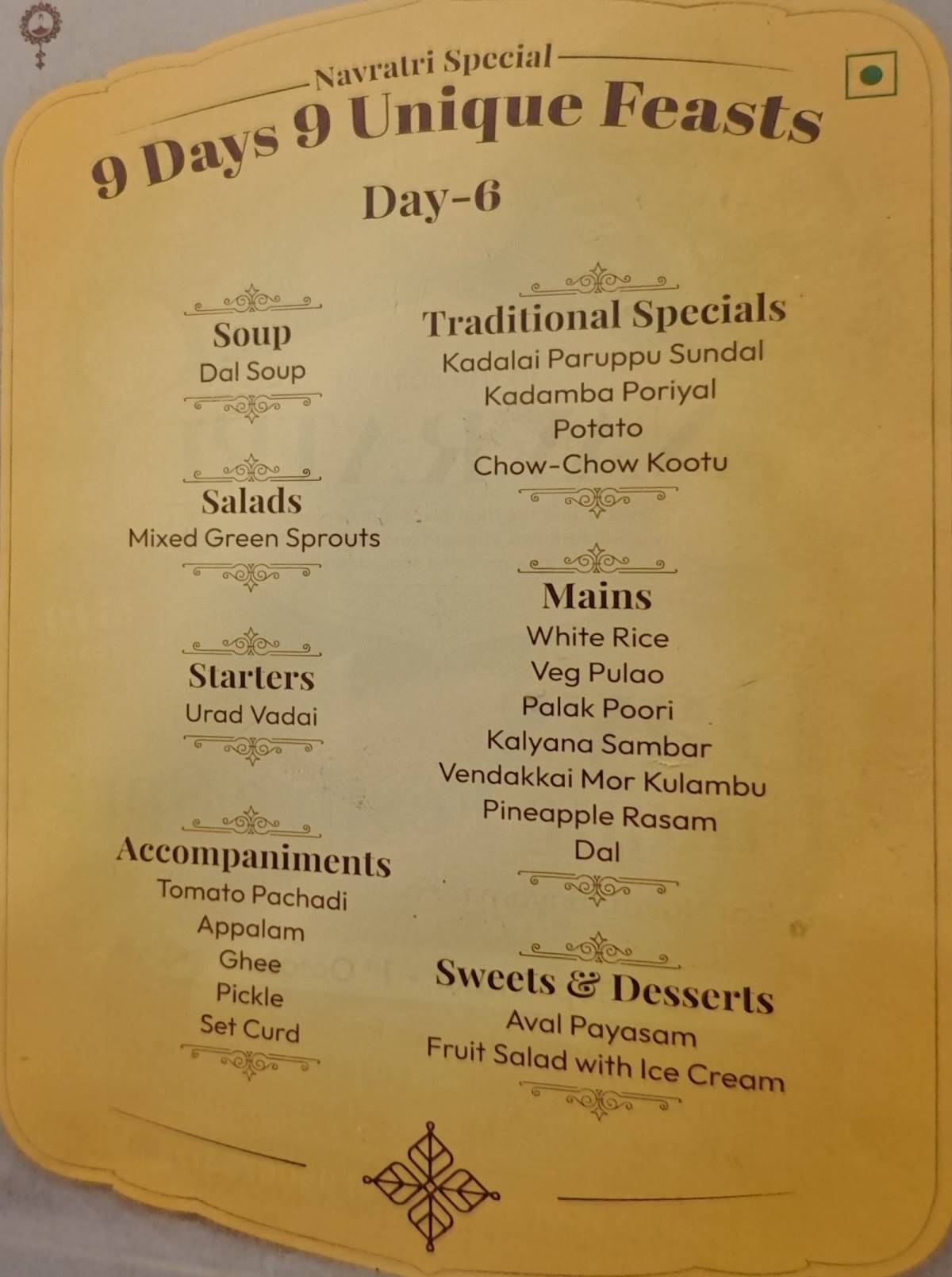 Navathanyam menu