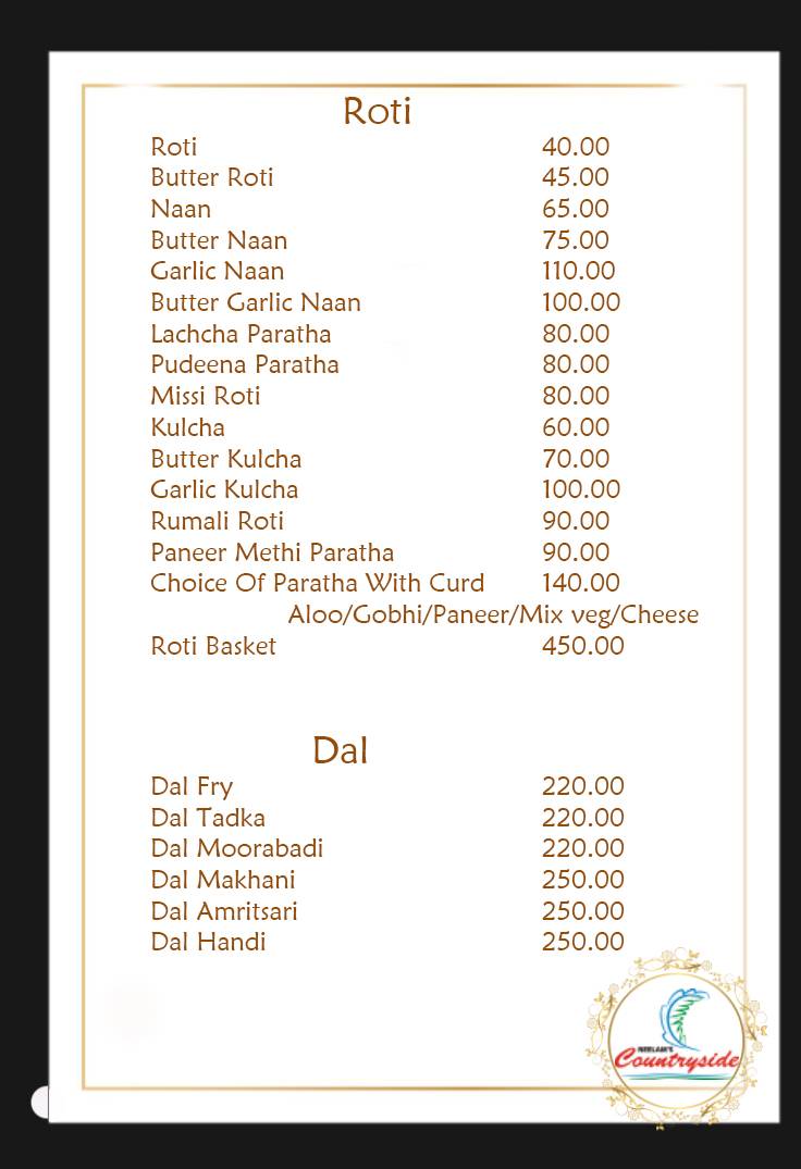 Neelams Countryside menu
