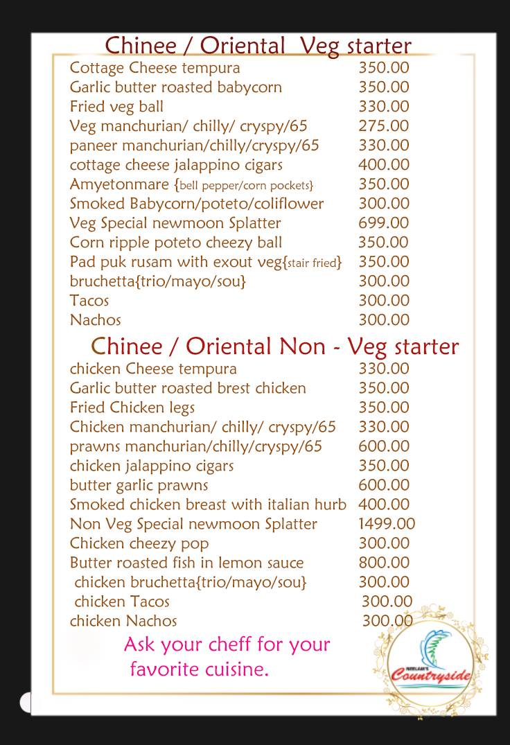 Neelams Countryside menu