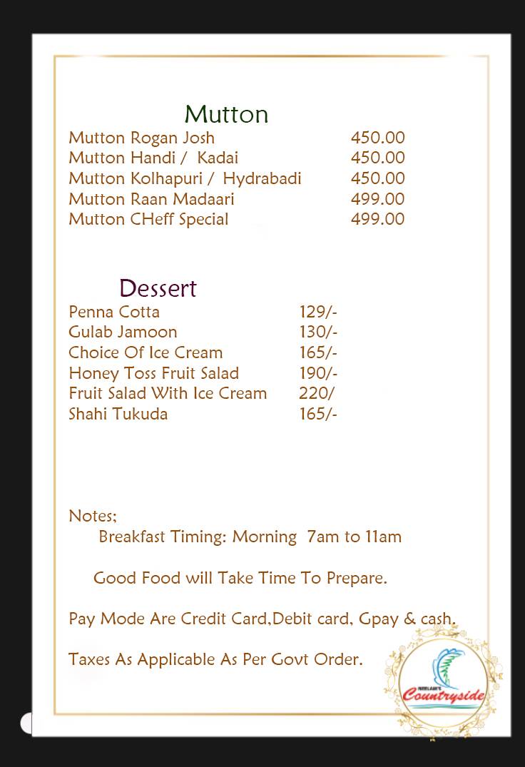 Neelams Countryside menu