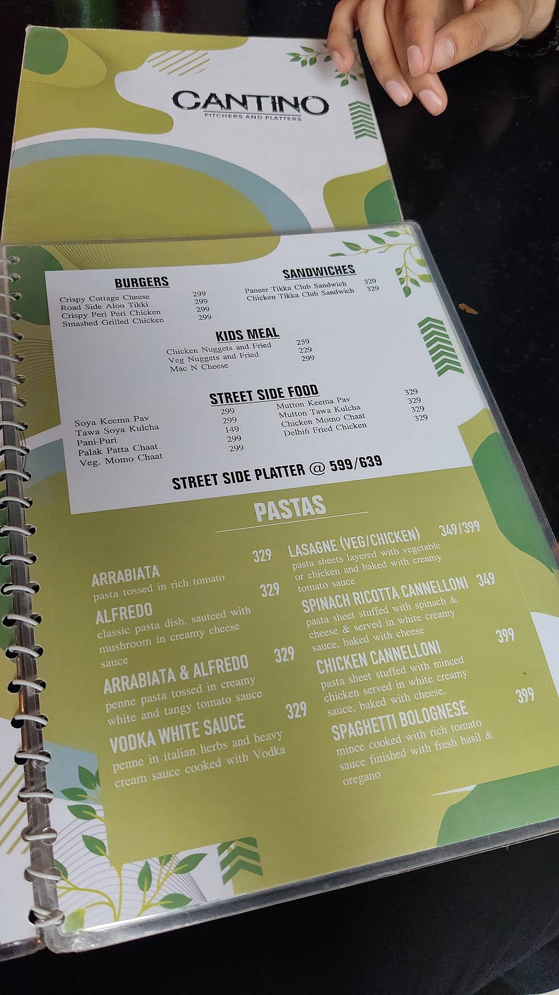Cantino menu