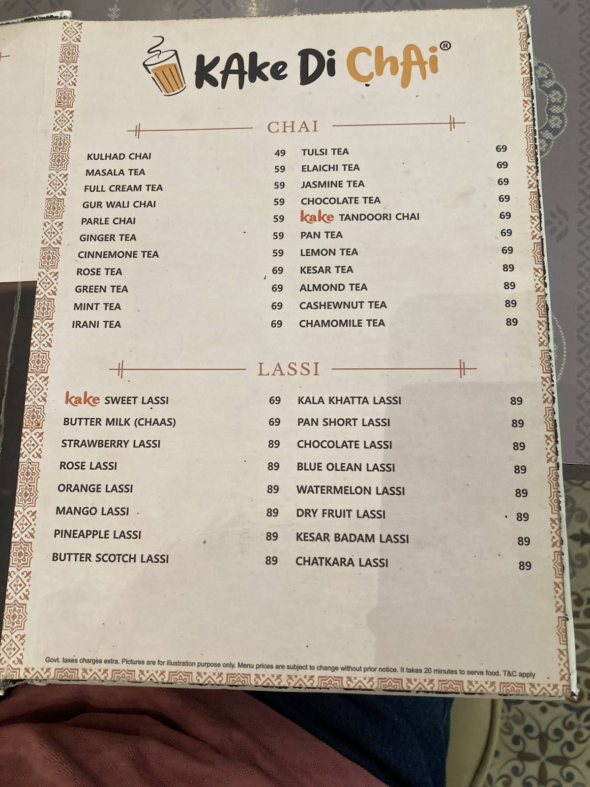 Kake Di Hatti menu