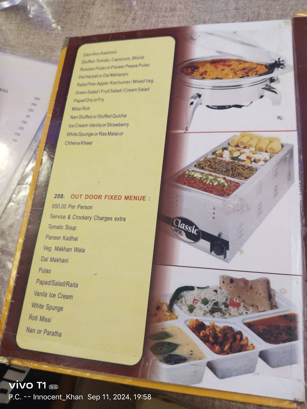 New Upvan Restaurant menu