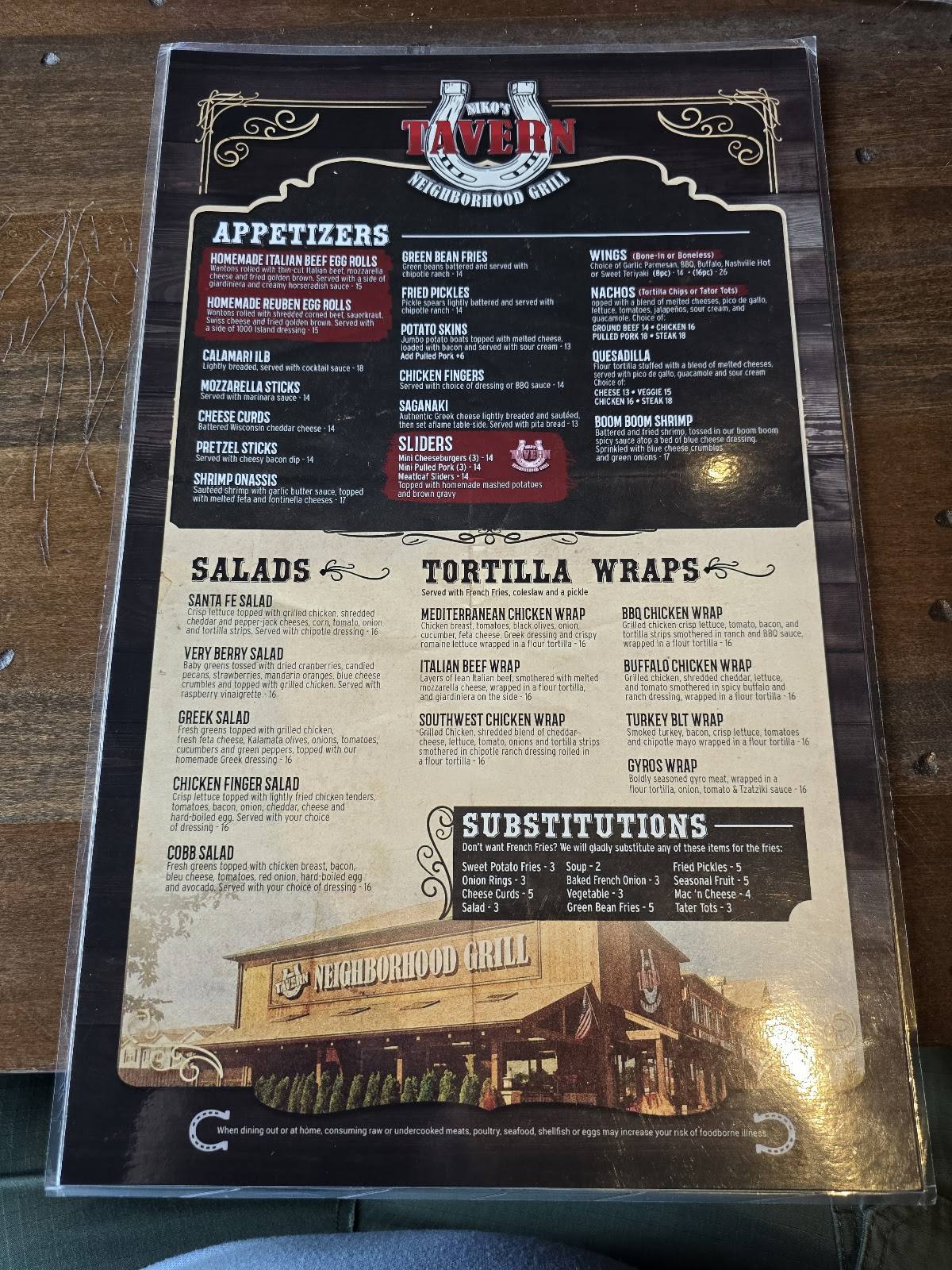 Menu at Niko's Tavern pub & bar, Pingree Grove
