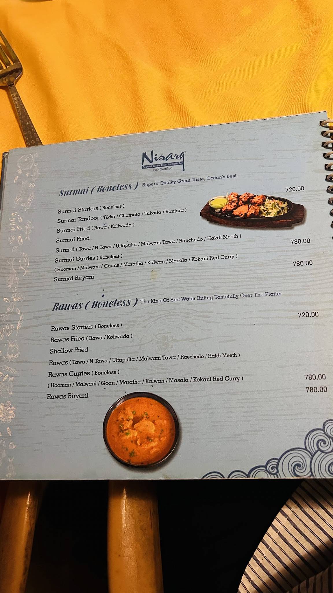 Nisarg Sea Food Since 1999 menu
