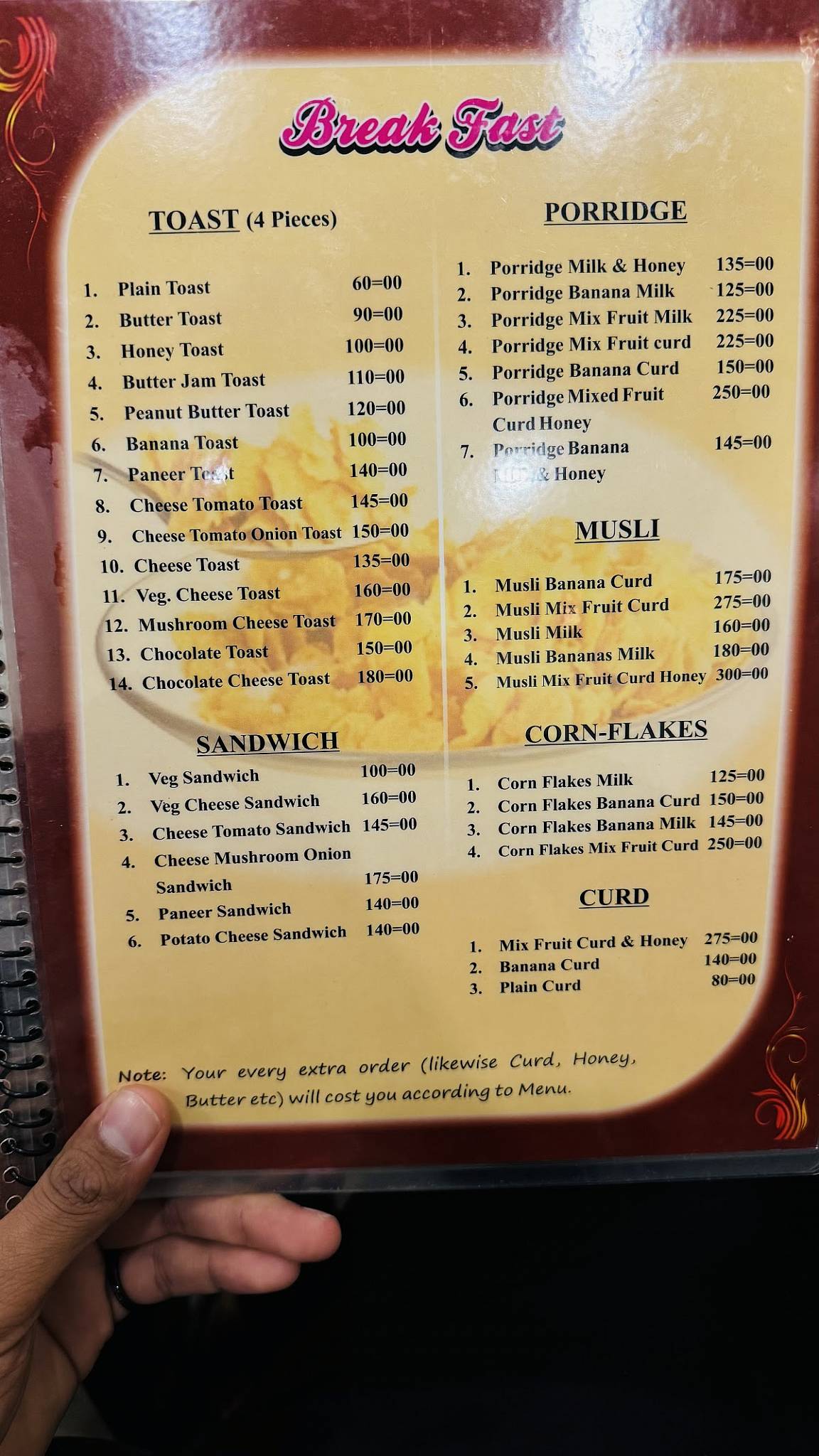 Niyati Cafe menu