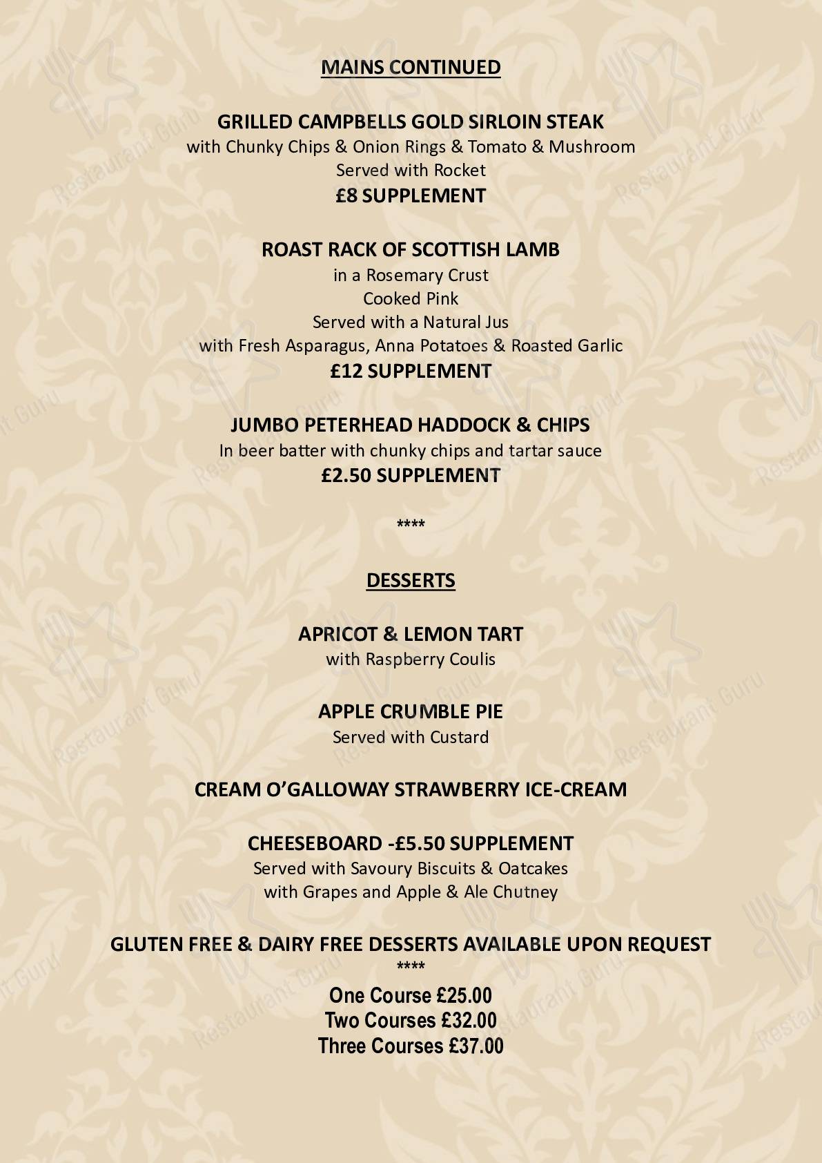 Menu at Noble Cuisine restaurant, Dunfermline