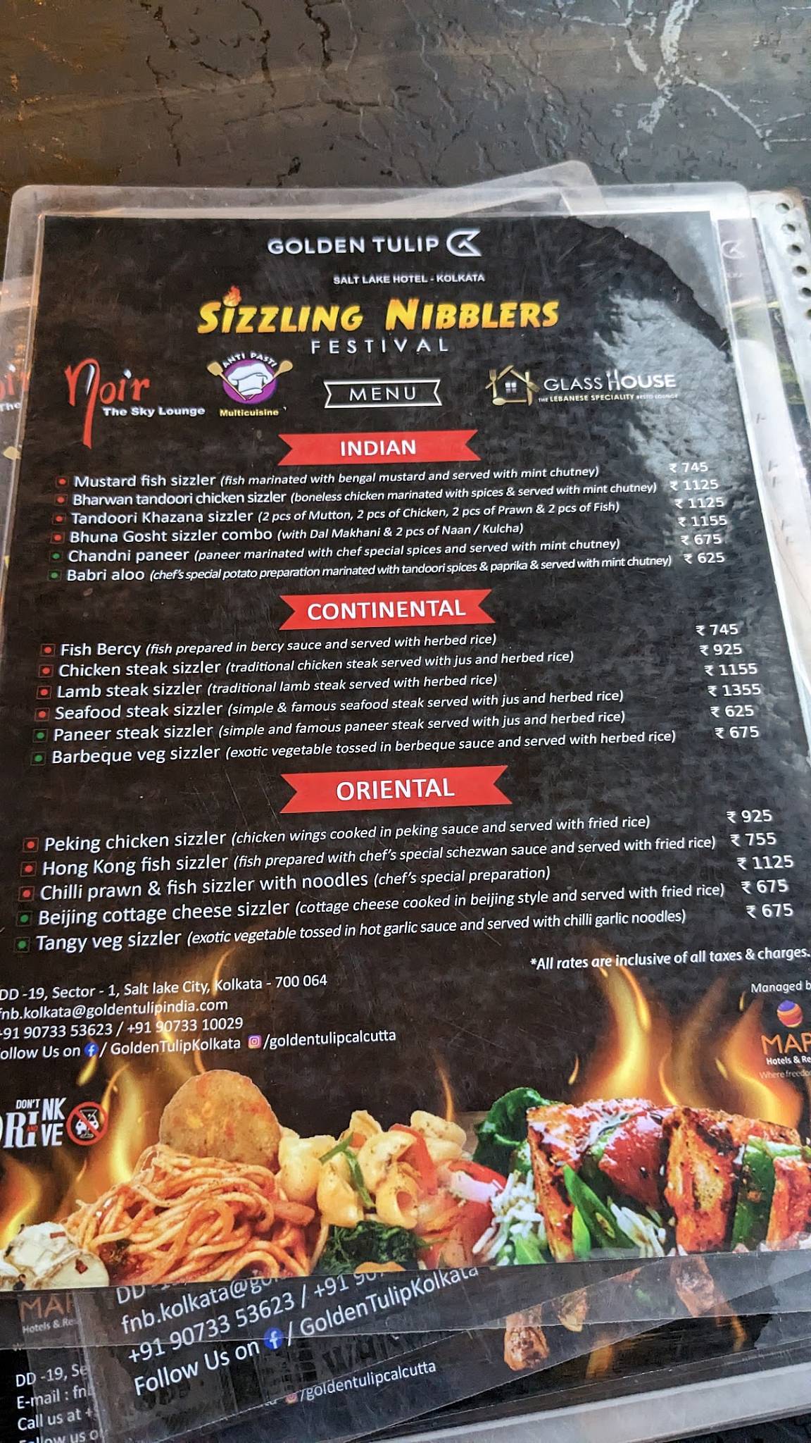Noir Sky Lounge menu