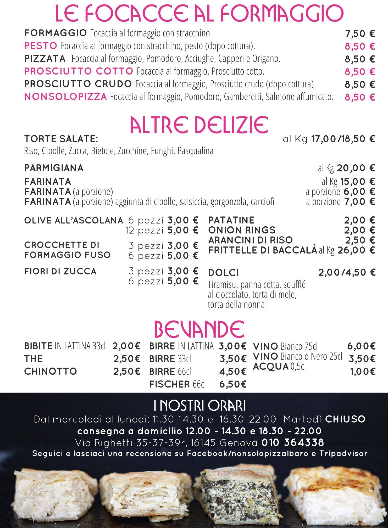 Menu di Nonsolopizza Genova 