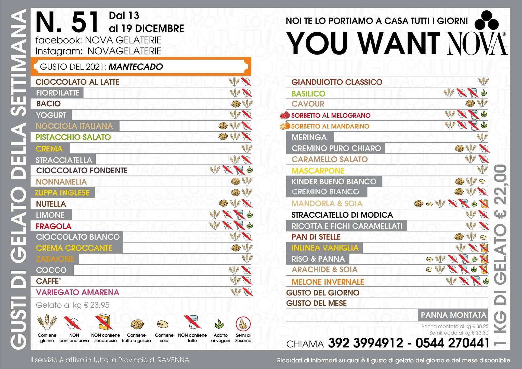 Menu di Nova Gelaterie 