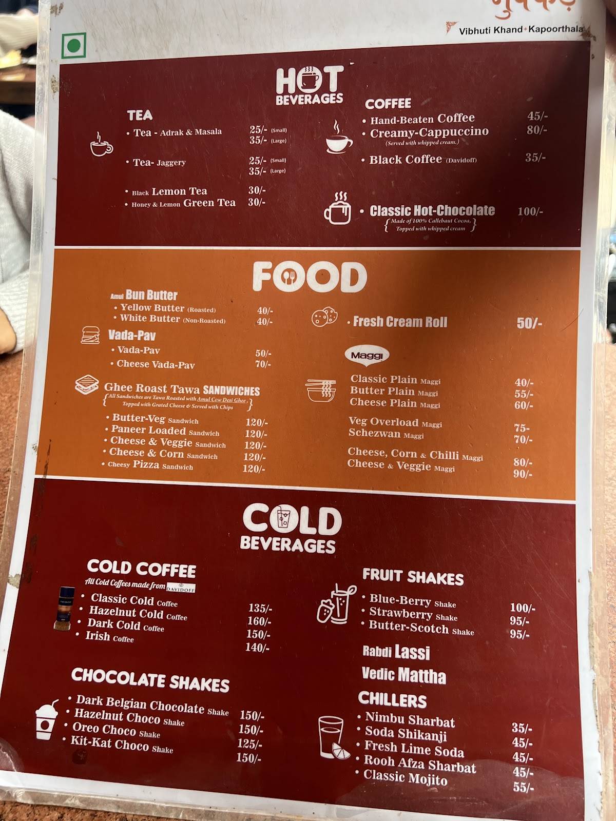 Nukkad Cafe menu