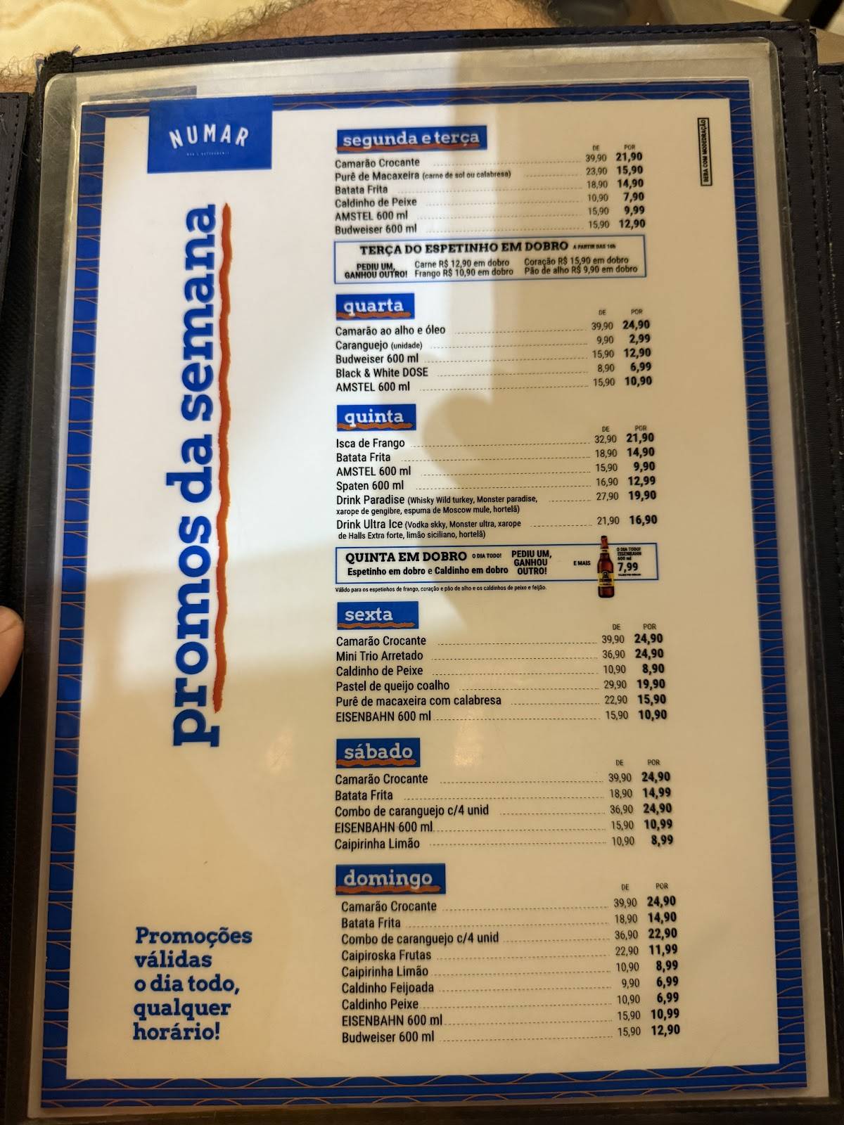 Numar Bar e Restaurante cardápio