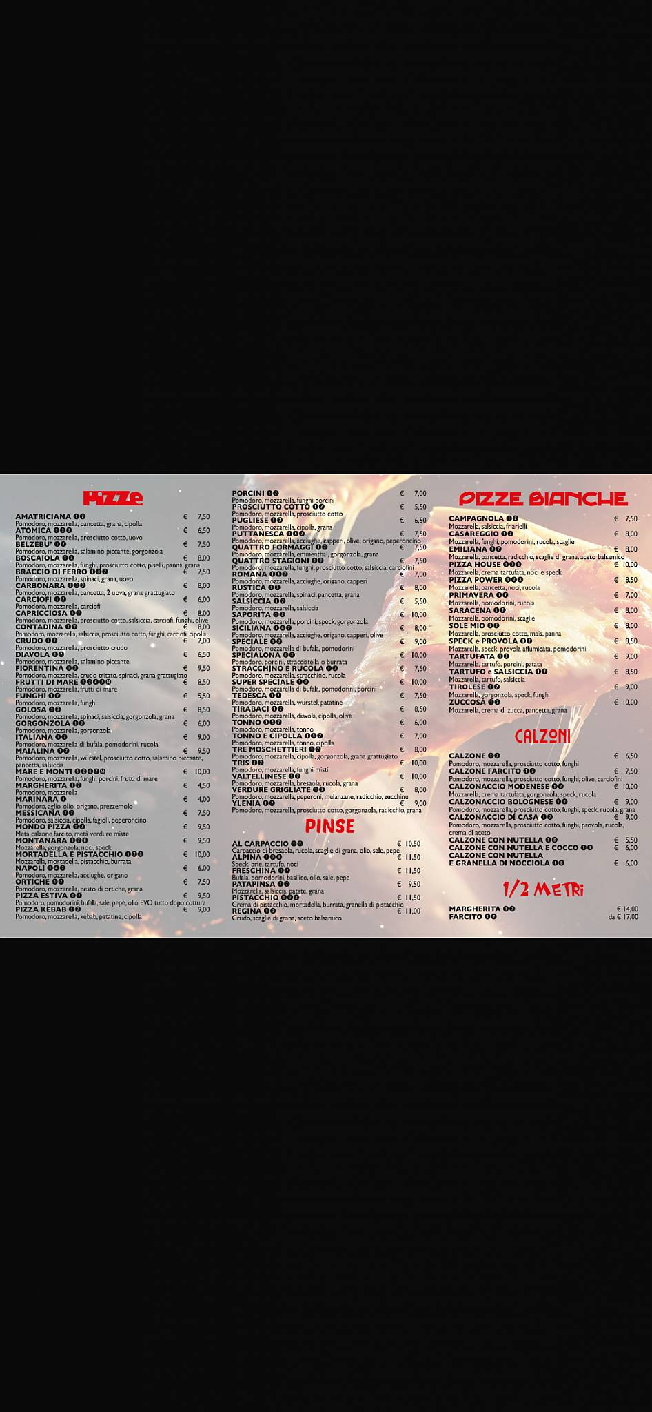 Menu di Nuovo Mondo Pizza 