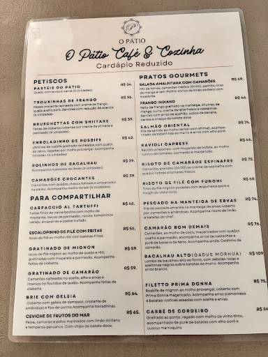 O Pátio Café e Cozinha cardápio