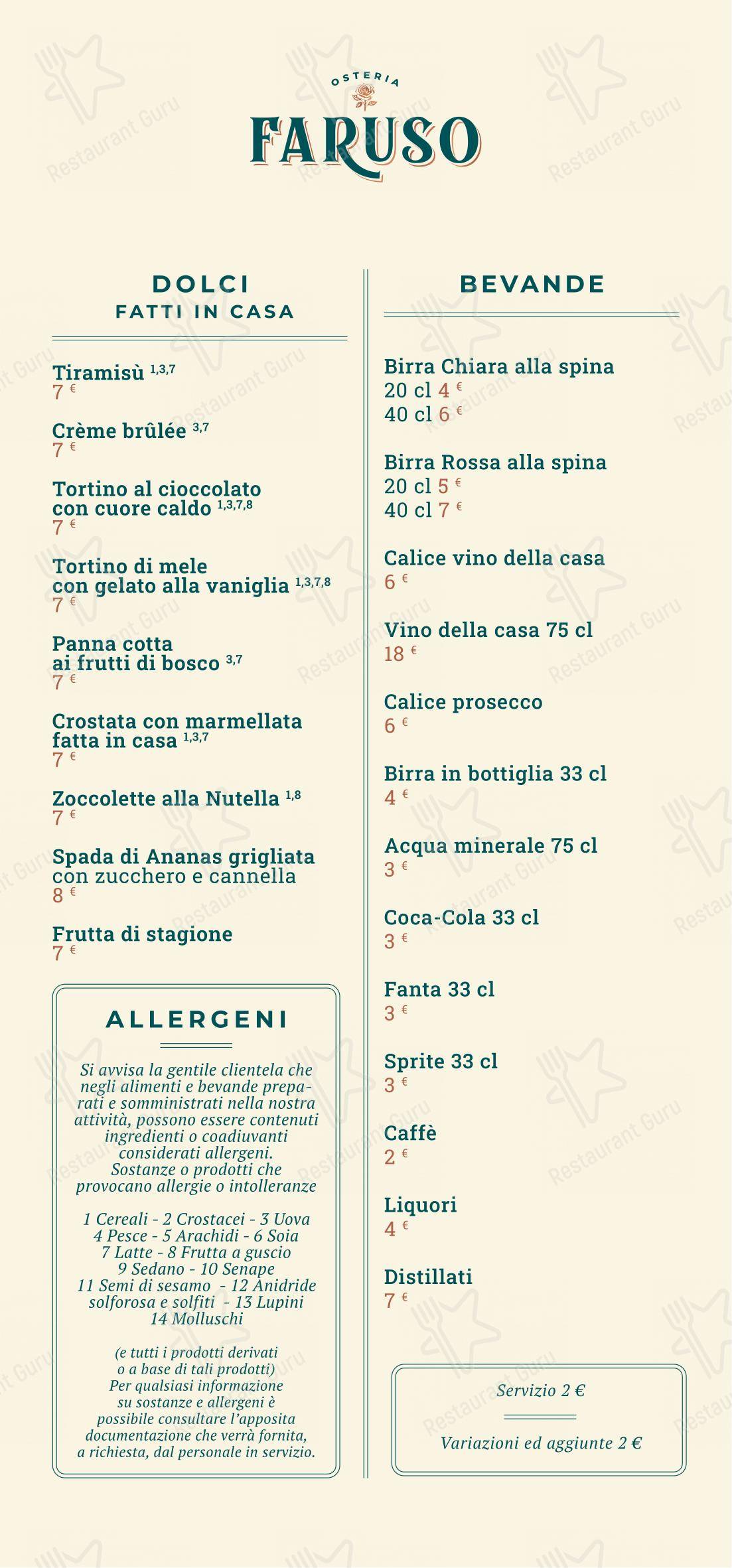 Menu di OSTERIA FARUSO - 菜单