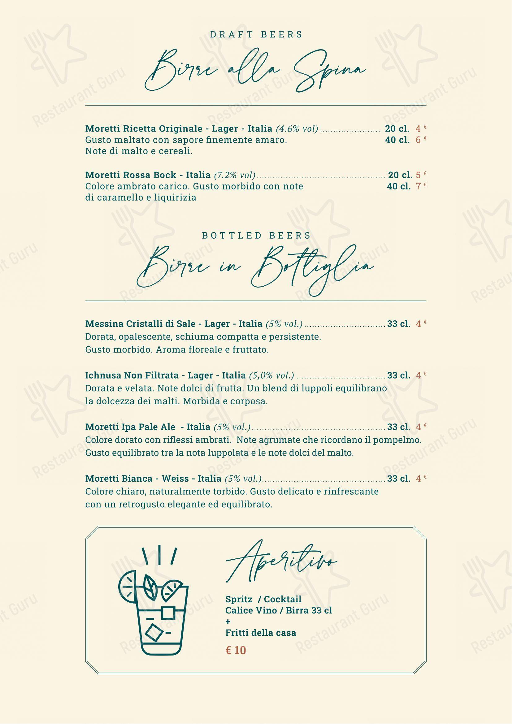 Menu bar per OSTERIA FARUSO in Roma