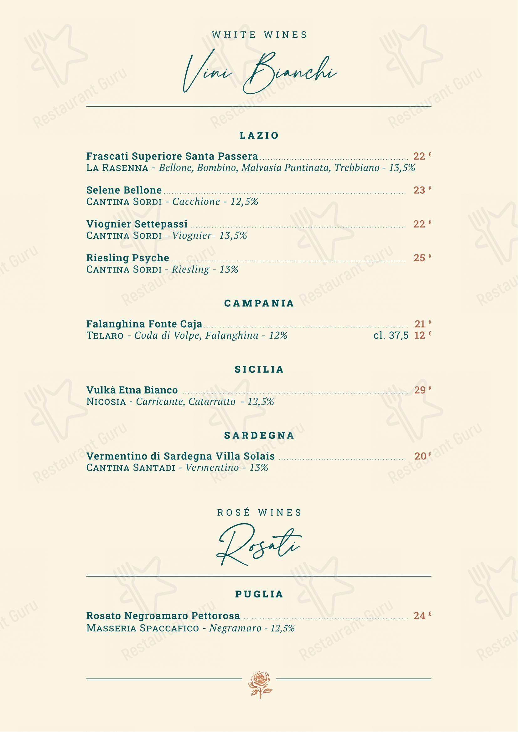 Menu bar per OSTERIA FARUSO in Roma