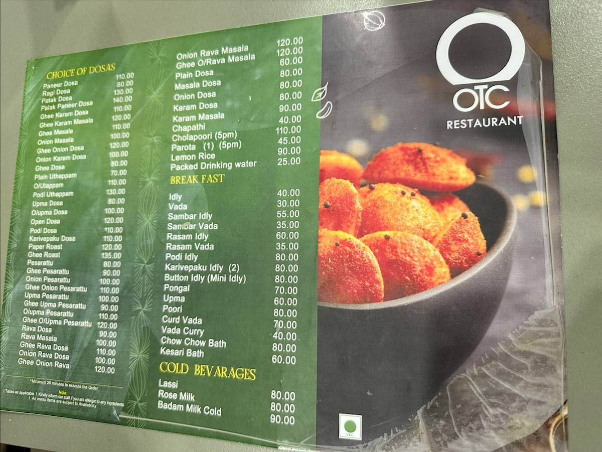 OTC Orion Tiffin Centre menu