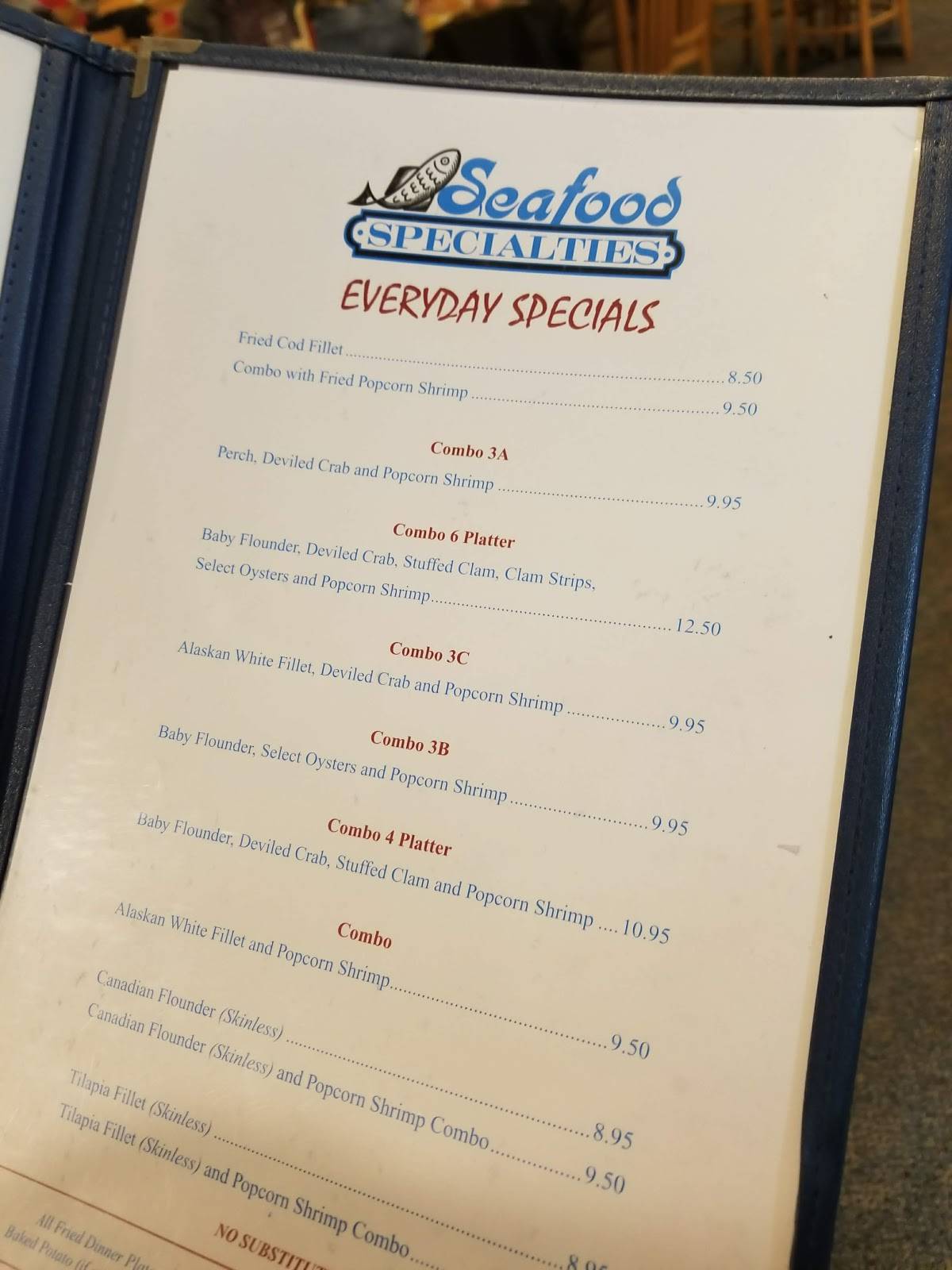 Menu at Ocean View Seafood restaurant, Lexington