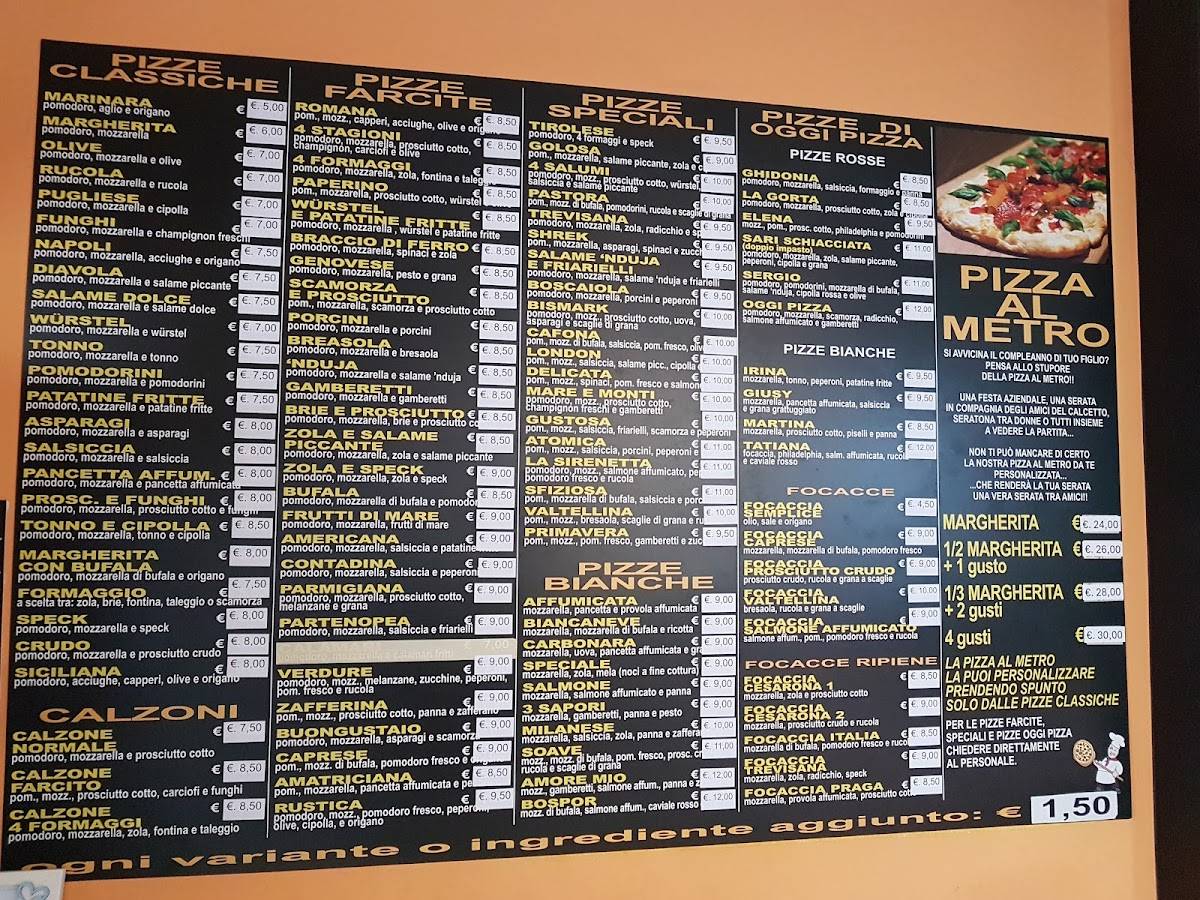 Menu di Oggi Pizza 