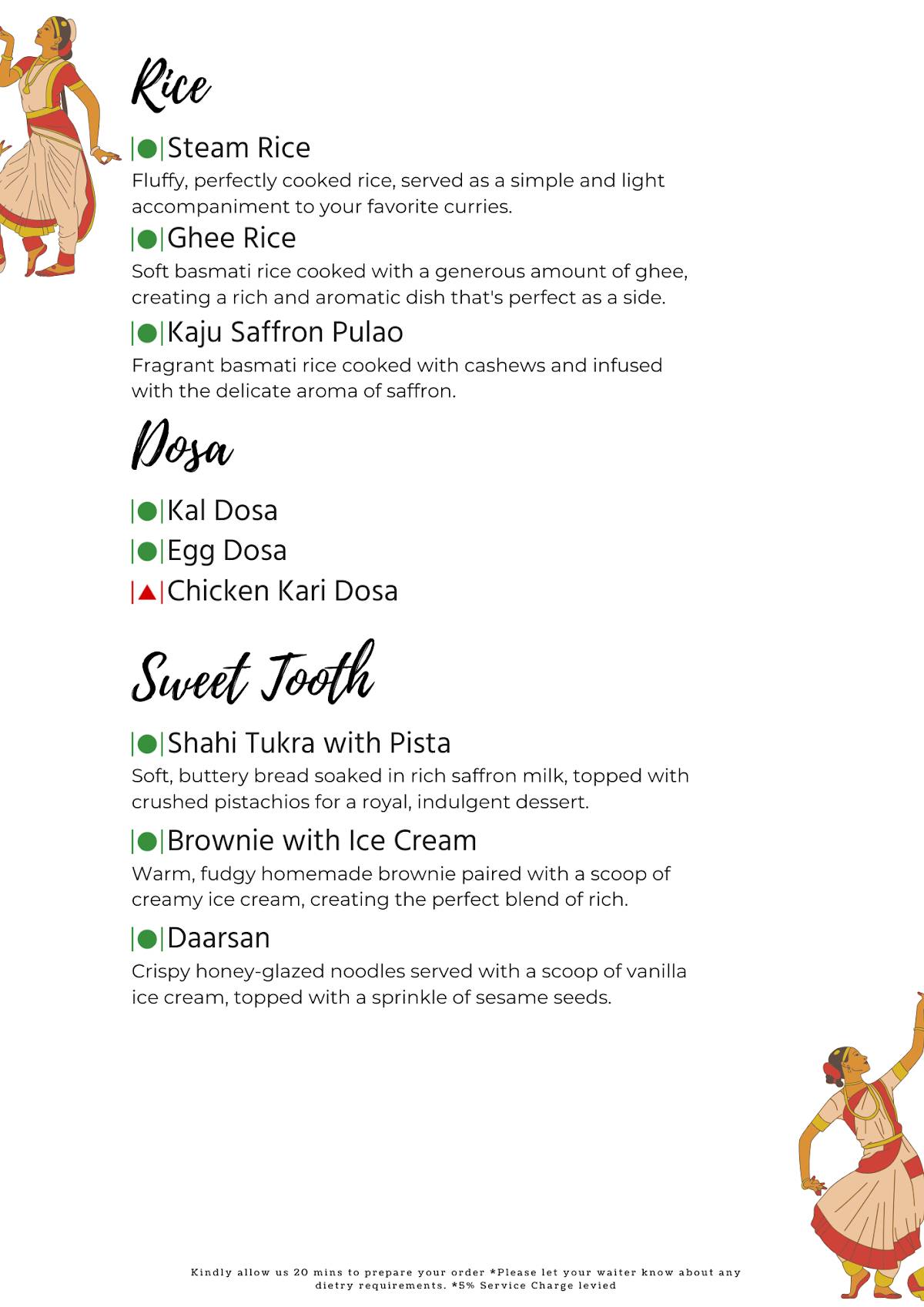 Oh Pondi! menu
