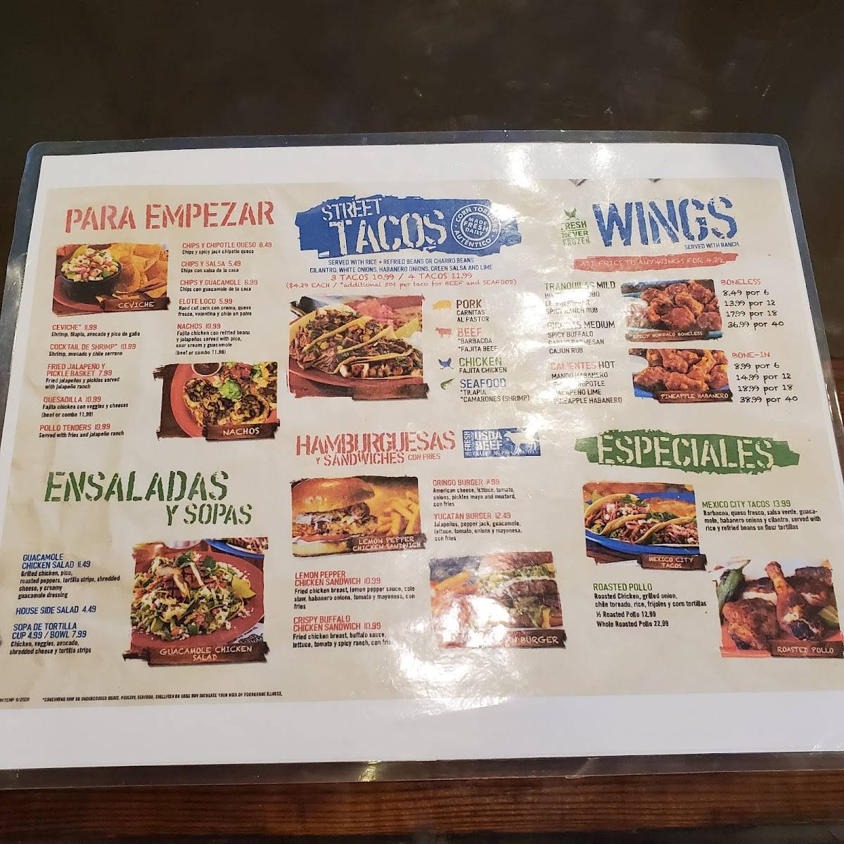 Menu at Ojos Locos Sports Cantina - McAllen pub & bar, McAllen