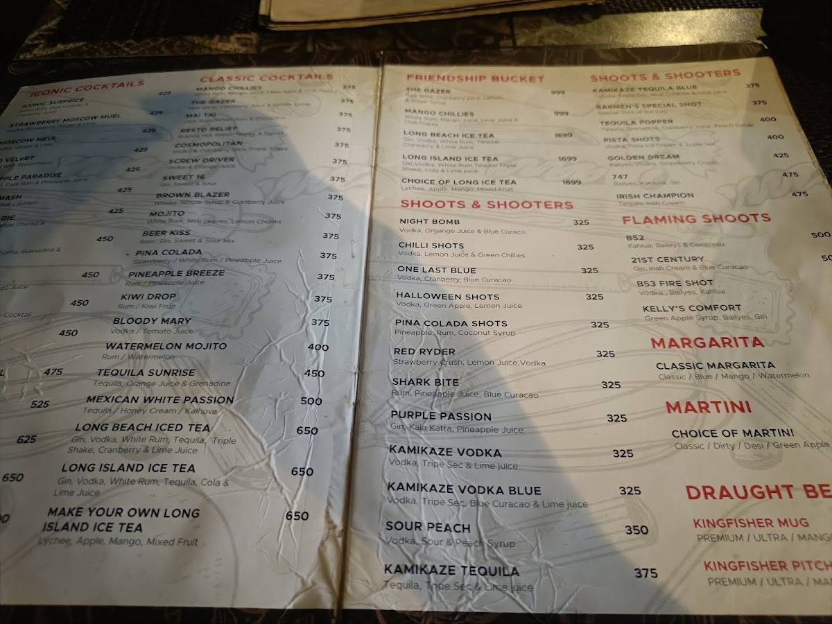 Onesta Gokulam Mysore menu