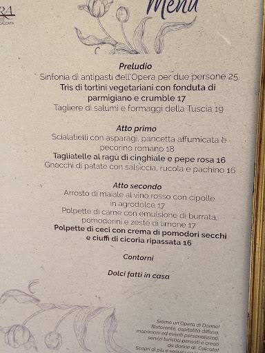 Menu di Opera Ristorante Calcata 
