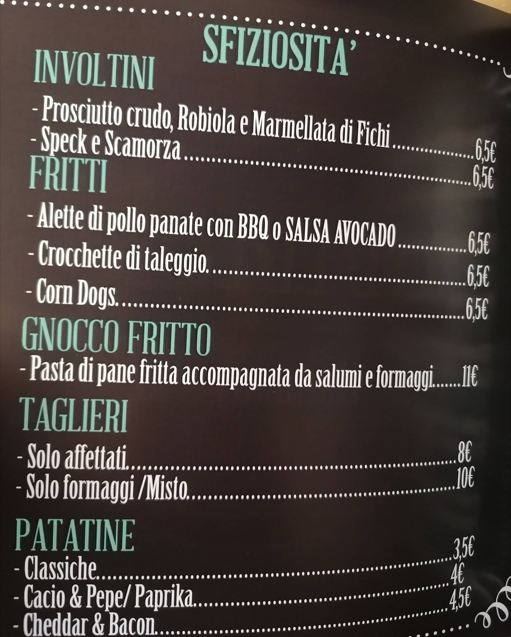 Menu di Opificio 