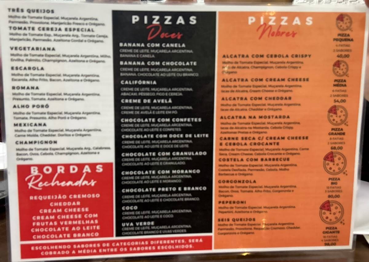 Orégano Pizzas cardápio