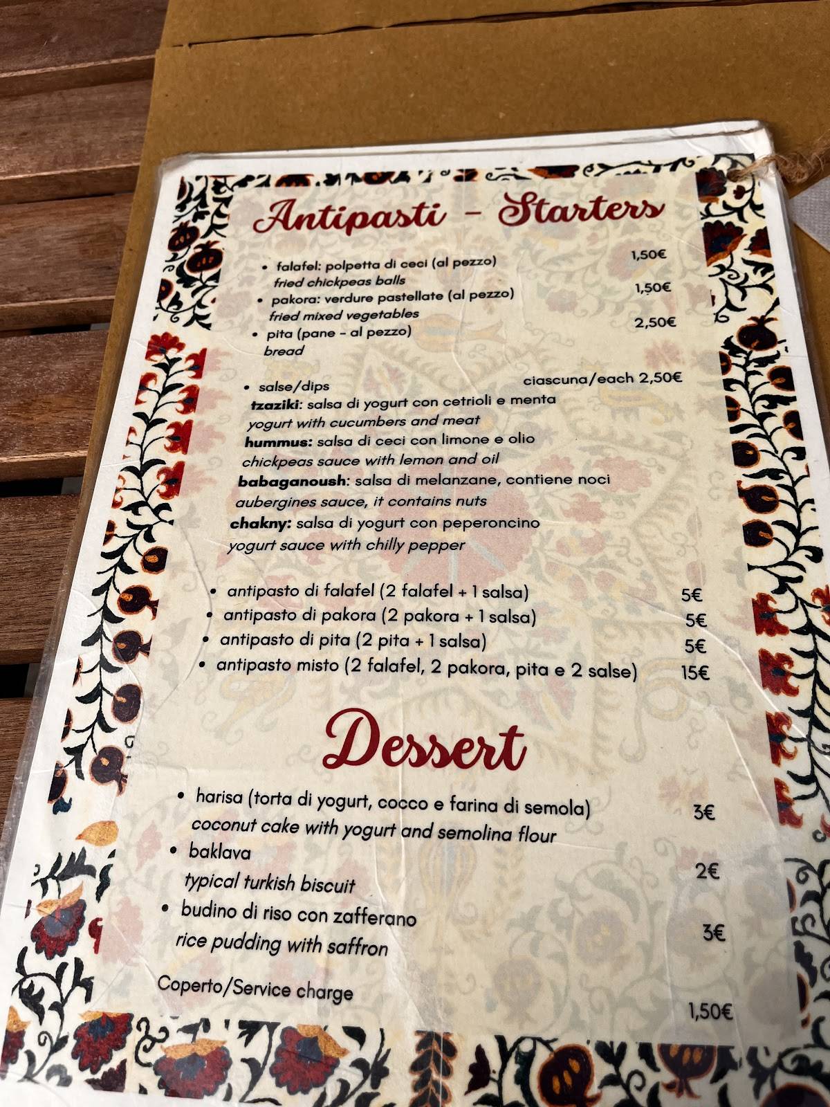 Menu di Orient Experience 