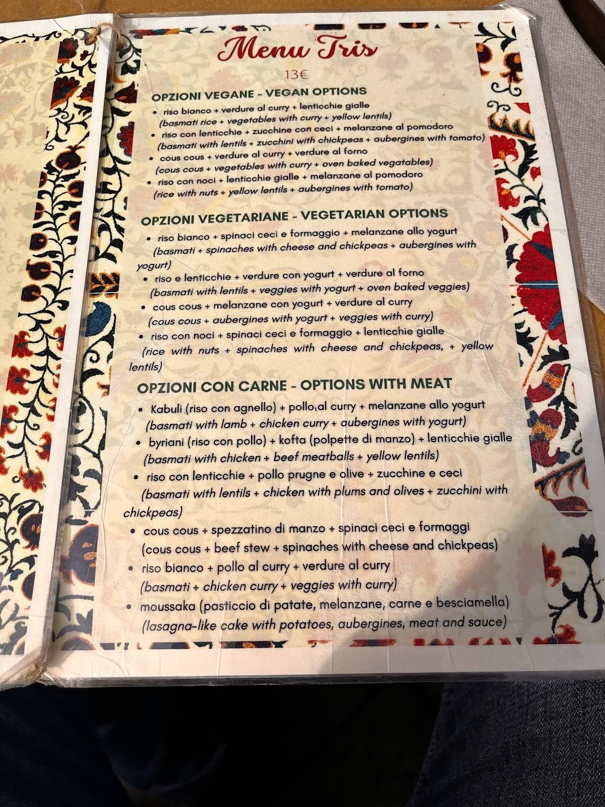 Menu di Orient Experience 