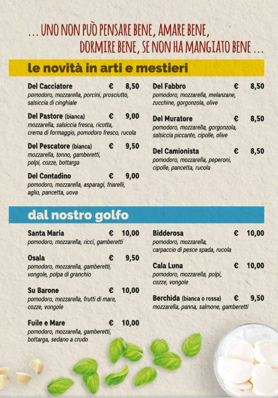 Menu di Pizzeria Smile 