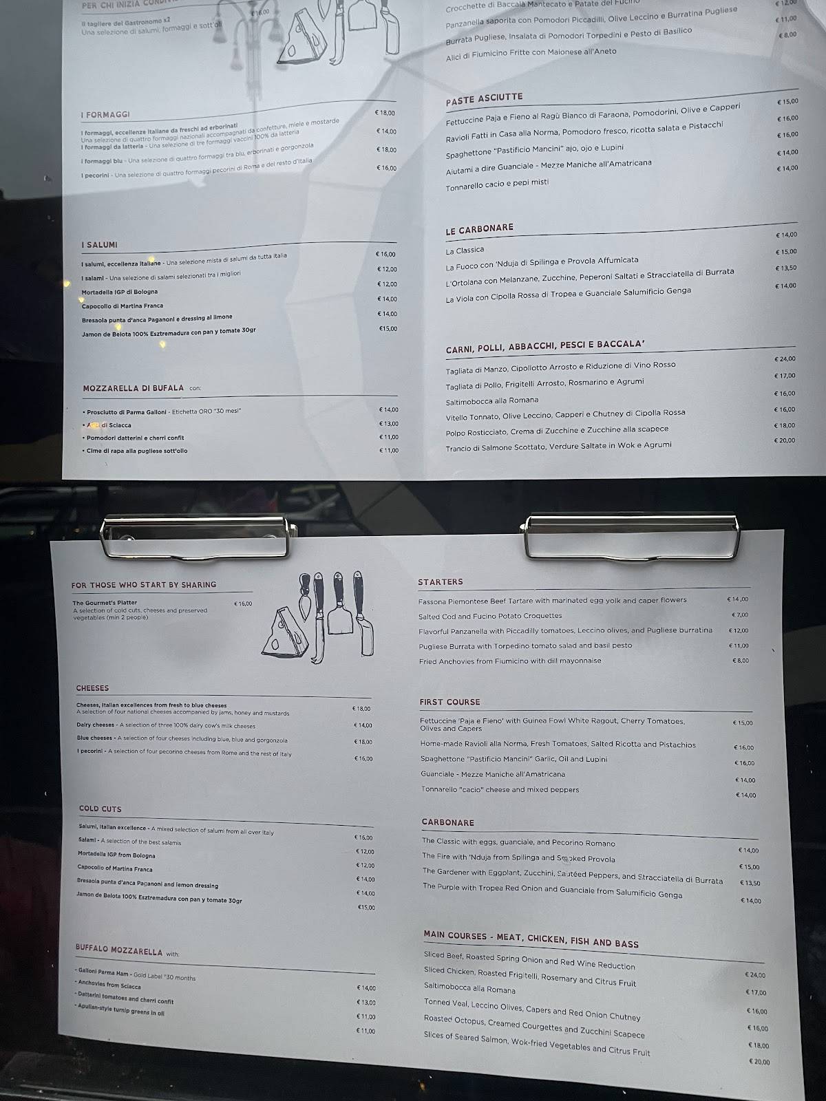 Menu di 'Oste Cavour - Ristorante Roma Prati 