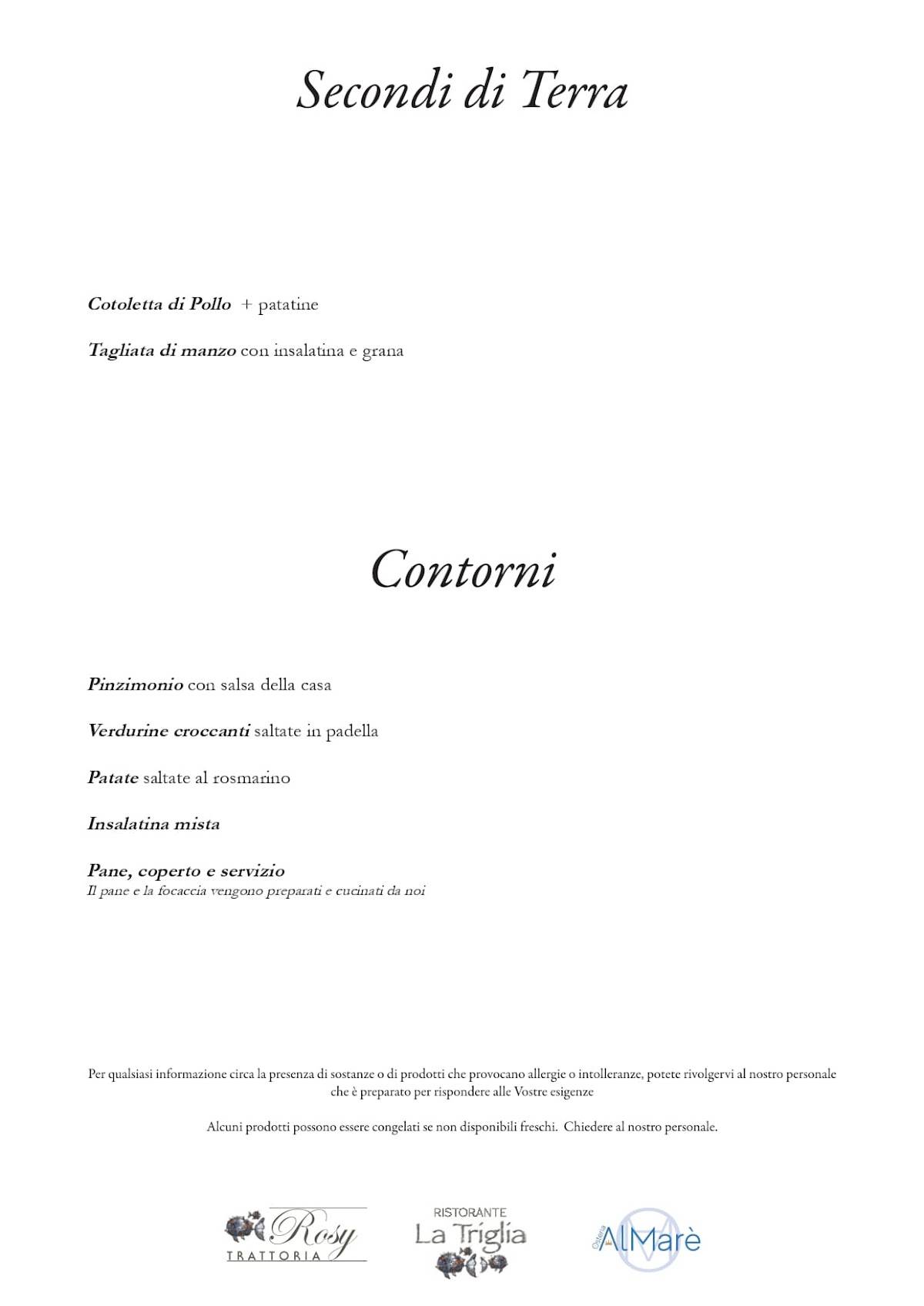 Menu di Osteria Almarè 