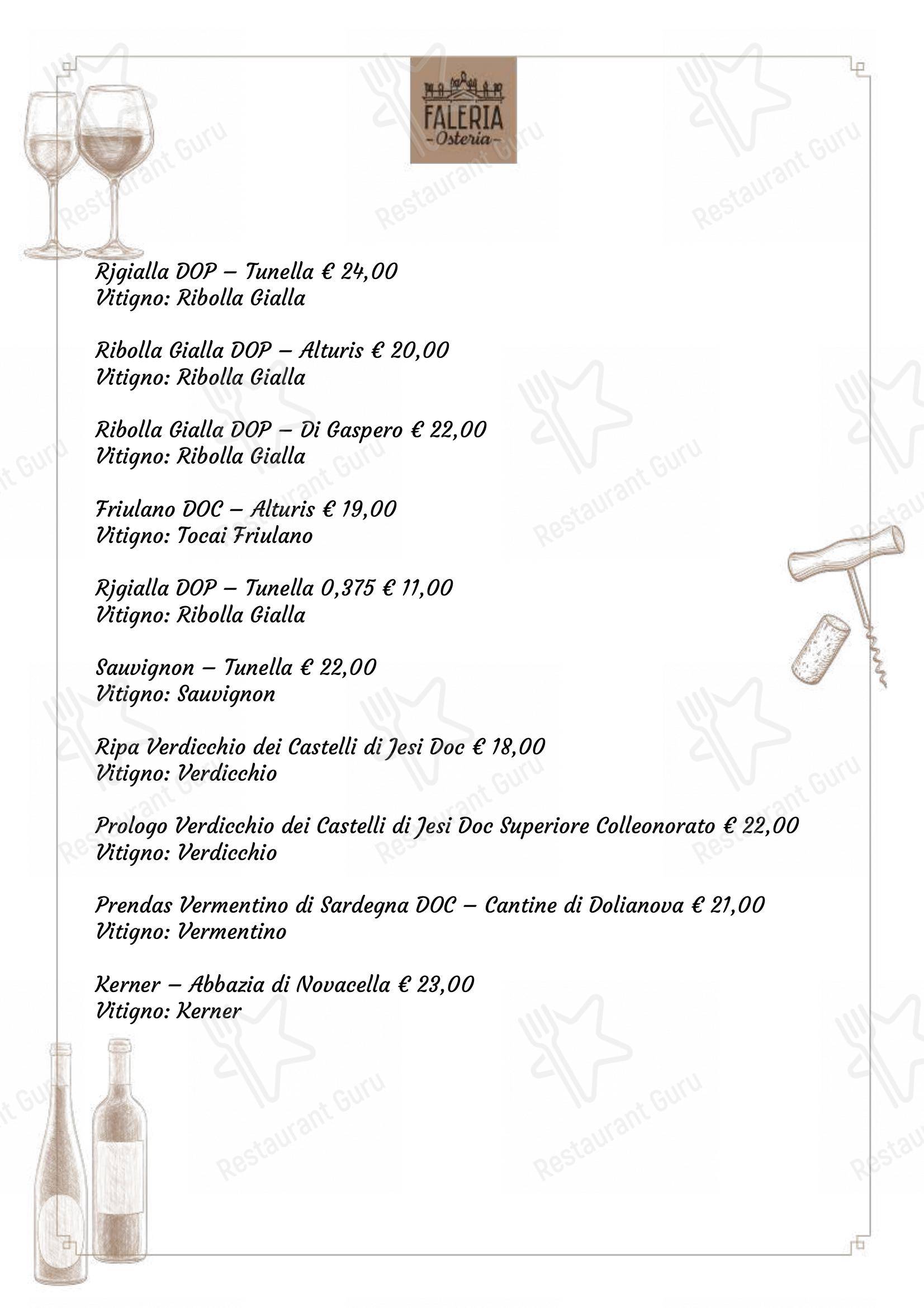 Menu per Osteria Faleria ristorante