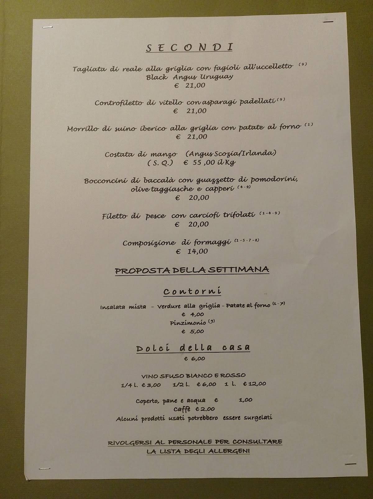 Menu di Osteria Il Frantoio 